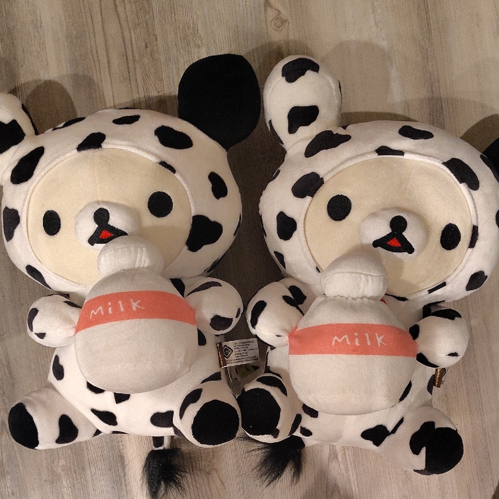 Charming Black and White Cow Print Plush Toy Pair